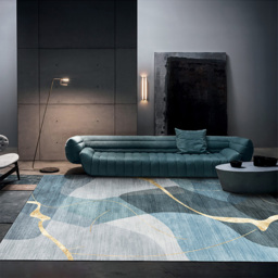 1820mm x 2700mm Multi-purpose Modern Style Retangular Blue & Gold Florid Area Rug - thumbnail 5