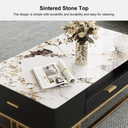 Stonesk Modern TV Stand & Coffee Table Set for 2540mm TV in Black with Drawers - thumbnail 9