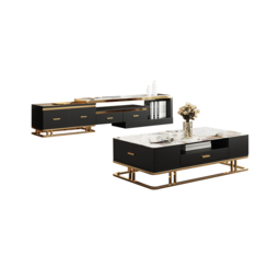Stonesk Modern TV Stand & Coffee Table Set for 2540mm TV in Black with Drawers - thumbnail 8