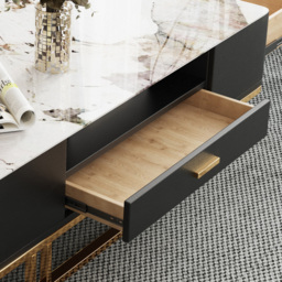 Stonesk Modern TV Stand & Coffee Table Set for 2540mm TV in Black with Drawers - thumbnail 6