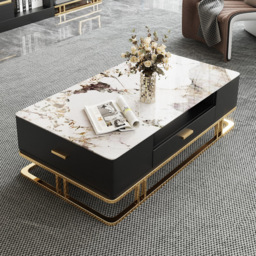 Stonesk Modern TV Stand & Coffee Table Set for 2540mm TV in Black with Drawers - thumbnail 4