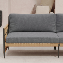 Ropipe Woven Rope Outdoor Sofa 3-Seater Sofa with Dark Gray Polyester Pillow Cushion - thumbnail 5