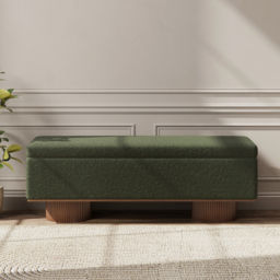 Teddy Fabric Fluffy Faux Fur Flip Top Wood Storage Entryway Bench - thumbnail 2