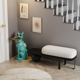 Dog Sculpture Resin Side Table with Tray Top & Tissue Box - thumbnail 4