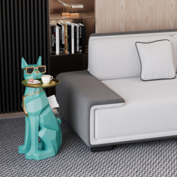 Dog Sculpture Resin Side Table with Tray Top & Tissue Box - thumbnail 2