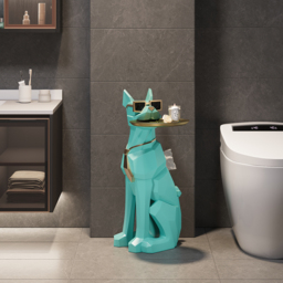 Dog Sculpture Resin Side Table with Tray Top & Tissue Box - thumbnail 6