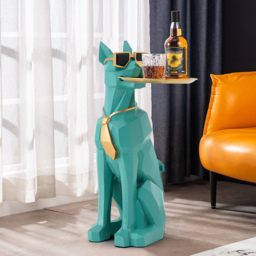 Dog Sculpture Resin Side Table with Tray Top & Tissue Box - thumbnail 7