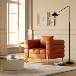Performance Leather Accent Chair Modern Modular Arm Chair Set of 2 - thumbnail 7