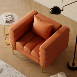 Performance Leather Accent Chair Modern Modular Arm Chair Set of 2 - thumbnail 6