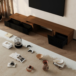 Fero Mid-Century Extendable TV Stand & Block Coffee Table Set - thumbnail 5