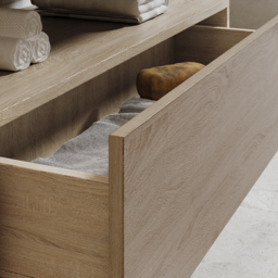 "40"" Floating Bathroom Vanity Set With Single Sink White and Natural" - thumbnail 7