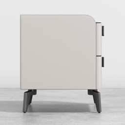 Faux Leather Bedside Table with 2 Drawers White Bedside Table with Stone Top - thumbnail 8