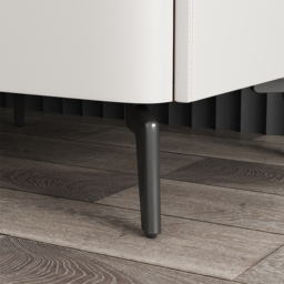 Faux Leather Bedside Table with 2 Drawers White Bedside Table with Stone Top - thumbnail 6
