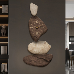 80 cm Large Stone Shape Japandi Wall Clock Unique Irregular Home Decor Art Living Room - thumbnail 5