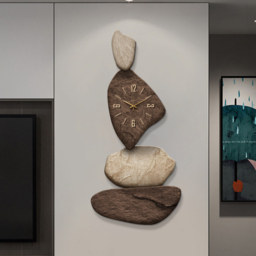 80 cm Large Stone Shape Japandi Wall Clock Unique Irregular Home Decor Art Living Room - thumbnail 2