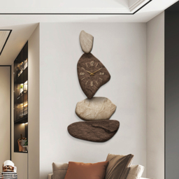 80 cm Large Stone Shape Japandi Wall Clock Unique Irregular Home Decor Art Living Room - thumbnail 4