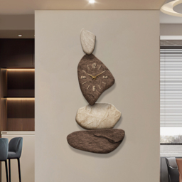 80 cm Large Stone Shape Japandi Wall Clock Unique Irregular Home Decor Art Living Room - thumbnail 3