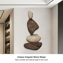 80 cm Large Stone Shape Japandi Wall Clock Unique Irregular Home Decor Art Living Room - thumbnail 8