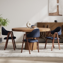 Set of 2 Boucle Dining Chair Upholstered Curved Back Modern Brown Dining Room Chairs - thumbnail 4