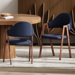 Set of 2 Boucle Dining Chair Upholstered Curved Back Modern Brown Dining Room Chairs - thumbnail 2