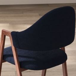 Set of 2 Boucle Dining Chair Upholstered Curved Back Modern Brown Dining Room Chairs - thumbnail 9