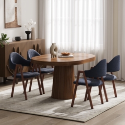 Set of 2 Boucle Dining Chair Upholstered Curved Back Modern Brown Dining Room Chairs - thumbnail 3