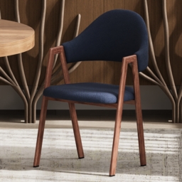 Set of 2 Boucle Dining Chair Upholstered Curved Back Modern Brown Dining Room Chairs - thumbnail 1