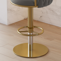 Sweave Set of 8 Grey Swivel Bar Stools Velvet Curved Back Adjustable Height - thumbnail 6