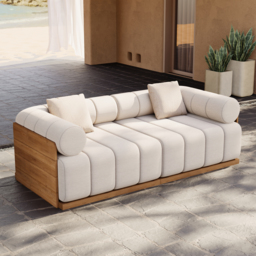 Resaro Teak Wood Deep-Seat 2-Seater Outdoor Sofa Warm White - thumbnail 3