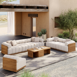 Resaro Teak Wood Deep-Seat 2-Seater Outdoor Sofa Warm White - thumbnail 5