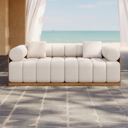 Resaro Teak Wood Deep-Seat 2-Seater Outdoor Sofa Warm White - thumbnail 2