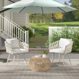 Outdoor Rope Weave & Aluminium Dining Chairs in Beige, Set of 4 - thumbnail 9