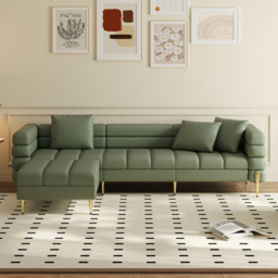 230cm Faux Leather Modular 4-Piece L-Shaped Couch with Chaise Modern 3-Seater Sofa - thumbnail 2