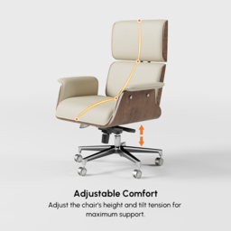 Modern Off White Home Office Chair Upholstered Swivel Task Office Chair High Back - thumbnail 8