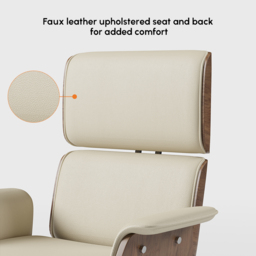 Modern Off White Home Office Chair Upholstered Swivel Task Office Chair High Back - thumbnail 7