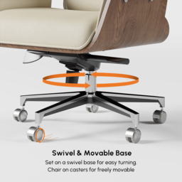 Modern Off White Home Office Chair Upholstered Swivel Task Office Chair High Back - thumbnail 6