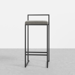 Modern Grey Counter Stool Set of 2 with Velvet Upholstery & Back & Footrest - thumbnail 3