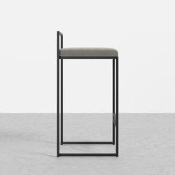 Modern Grey Counter Stool Set of 2 with Velvet Upholstery & Back & Footrest - thumbnail 4