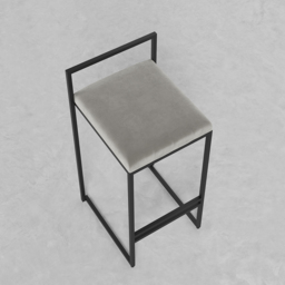 Modern Grey Counter Stool Set of 2 with Velvet Upholstery & Back & Footrest - thumbnail 6