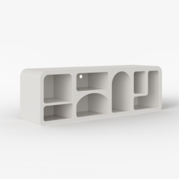 Codiys Art Deco Bookshelf Wood TV Stand in White with Shelves for TV Up to 1778mm - thumbnail 6