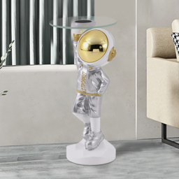 600mm Silver Astronaut Floor Statue Sculpture Decor Art Side Table with Wireless Charger - thumbnail 6