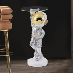 600mm Silver Astronaut Floor Statue Sculpture Decor Art Side Table with Wireless Charger - thumbnail 5