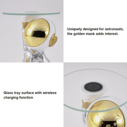 600mm Silver Astronaut Floor Statue Sculpture Decor Art Side Table with Wireless Charger - thumbnail 8