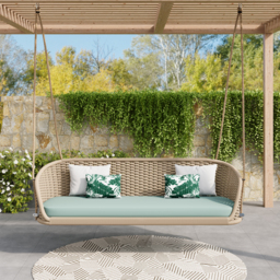 Traditional Wide Outdoor Woven Rope Swing Sofa Hanging Chair with Cushion - thumbnail 2