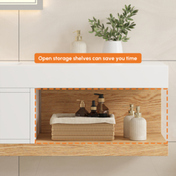 150 cm Modern Floating Bathroom Vanity Set With Single Basin Wall-Mount White & Natural - thumbnail 8