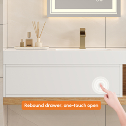150 cm Modern Floating Bathroom Vanity Set With Single Basin Wall-Mount White & Natural - thumbnail 9