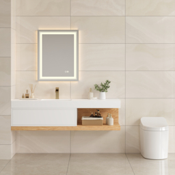 150 cm Modern Floating Bathroom Vanity Set With Single Basin Wall-Mount White & Natural - thumbnail 5