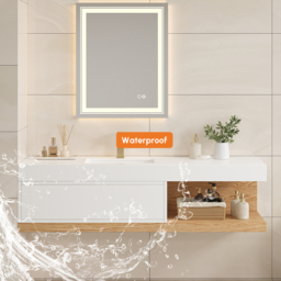150 cm Modern Floating Bathroom Vanity Set With Single Basin Wall-Mount White & Natural - thumbnail 7