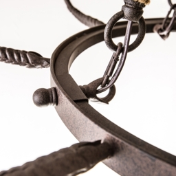 Candlely Vintage 12-Light Candelabra Wagon Wheel Chandelier with Flaxen Hemp Rope - thumbnail 7