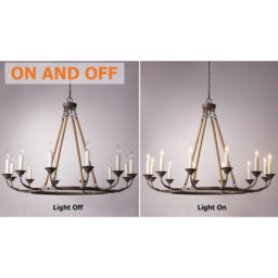 Candlely Vintage 12-Light Candelabra Wagon Wheel Chandelier with Flaxen Hemp Rope - thumbnail 9